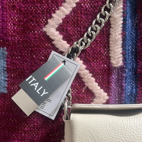 • NWT LEATHER SHOULDER BAG METAL CHAIN IN “LATTE” NEUTRAL CHIC LUXE CROSS BODY• - Picture 3 of 15